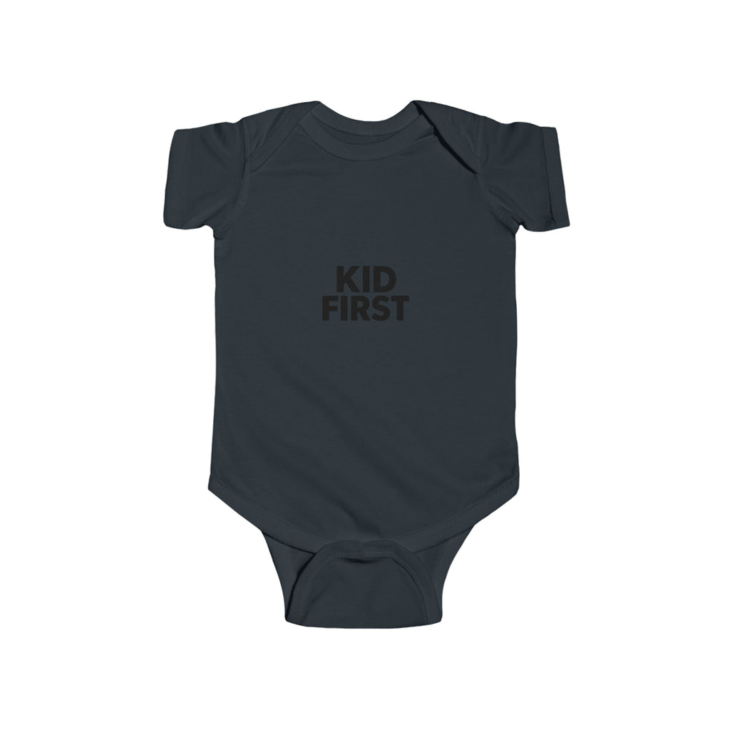 Kid First Infant Bodysuit – Minimalist Baby Onesie with 'KID FIRST' Text